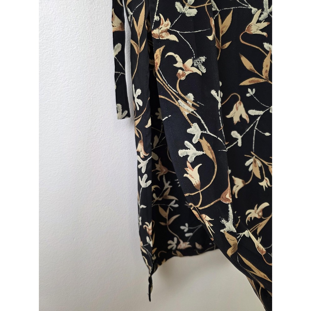 Maren Dress Womens Medium Black Floral Shift Midi‎ Sleeveless Slit Sides Y2K - Picture 5 of 11